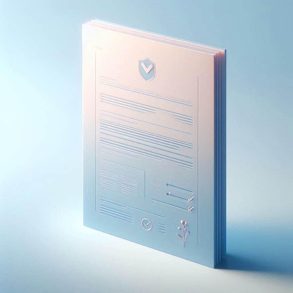 Modèle de contrat gratuit présenté sur un bureau épuré, rendu professionnel pastel